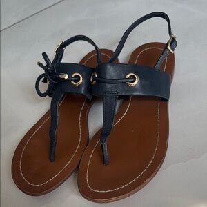 Kate Spade Navy and Brown Sandals with Leather Footbed